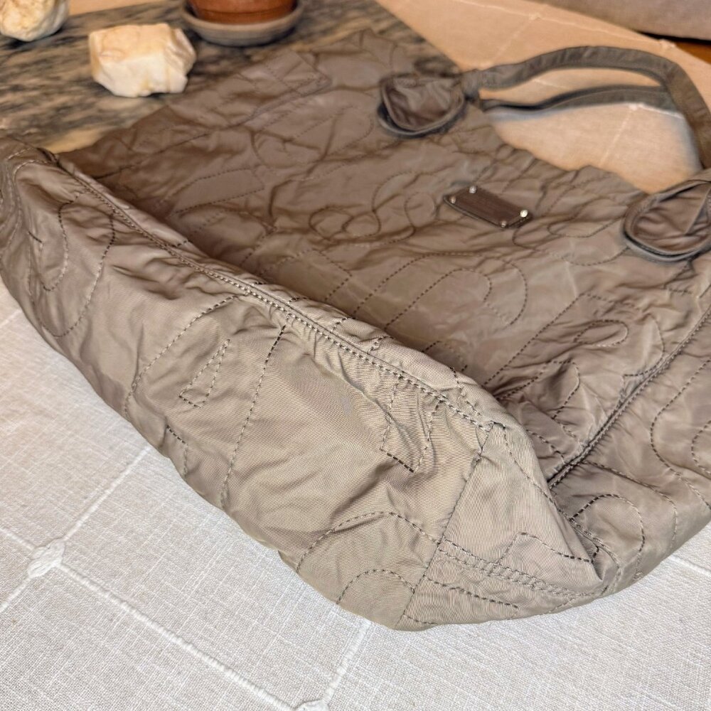 Marc by Marc Jacobs Puffer Tote - Taupe Workwear Bag Nylon Logo Quilted - Picture 5 of 11